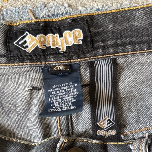 Vintage Y2K Enyce Charcoal Denim Shorts with Gold Accents - Picture 3 of 3